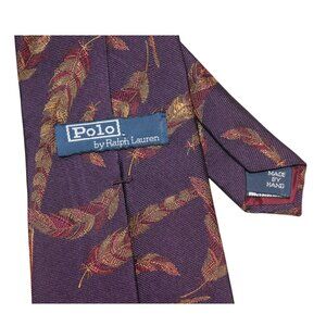 POLO RALPH LAUREN PURPLE SILK TIE WITH A FEATHER PATTERN